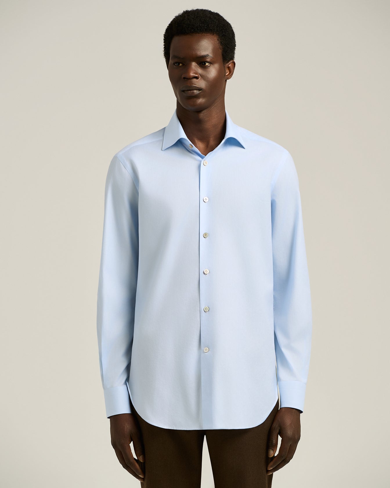 Kiton Sky Blue Cotton Hemd hellblau Button-Down