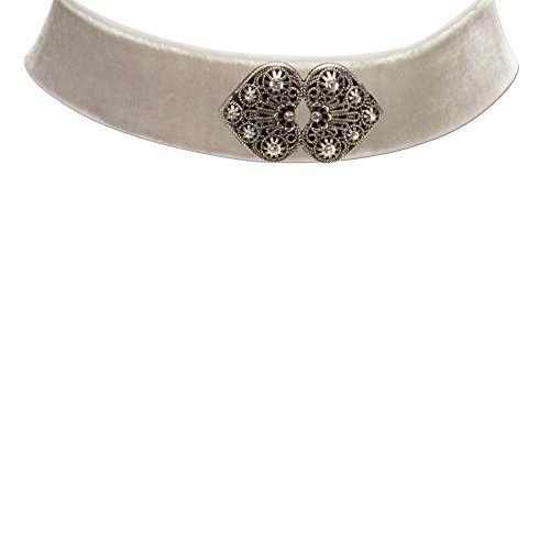 Alpenflüstern DAHEIM DHK206 Kropfband Grau Ornamentherzen