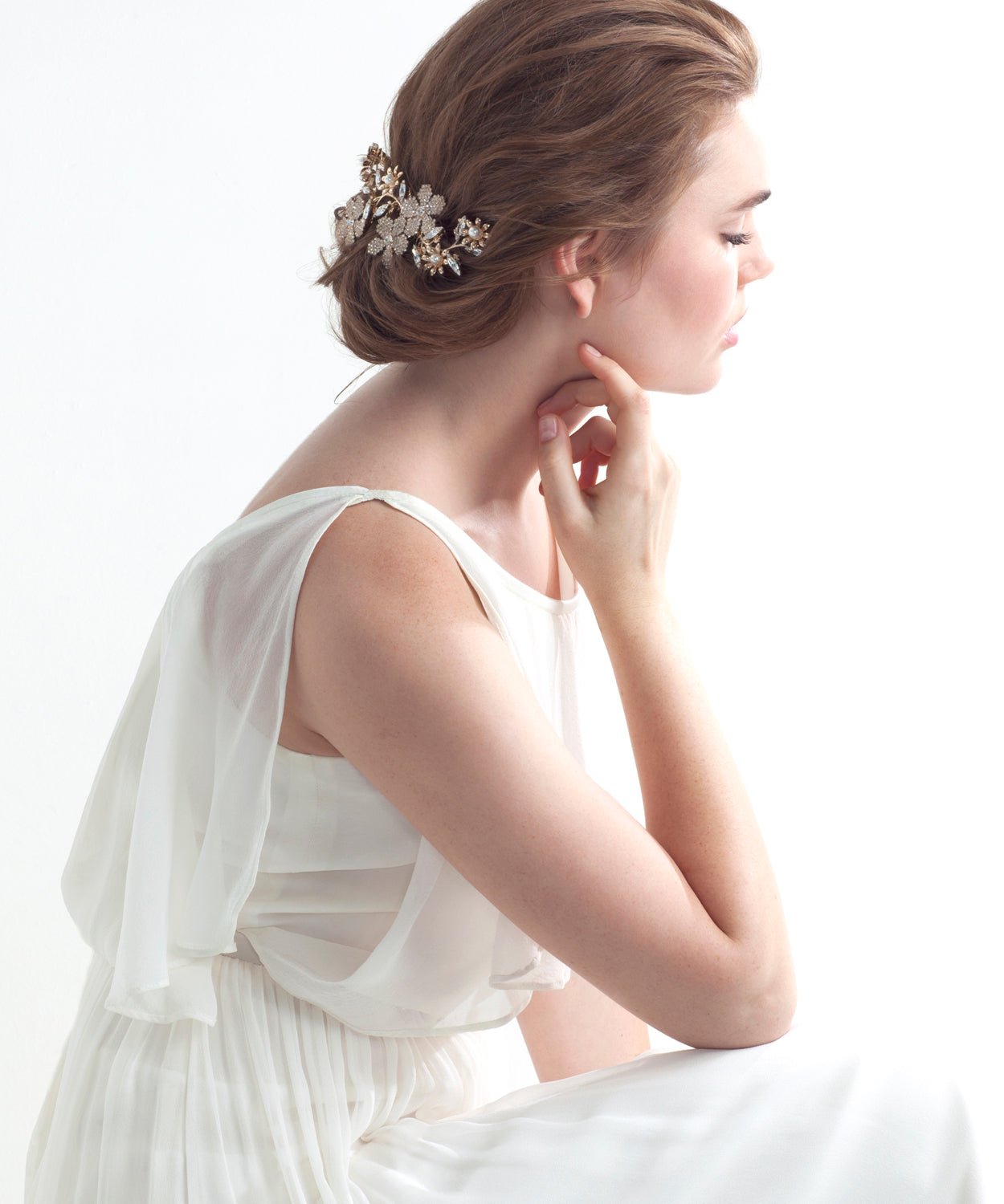 Elizabeth Bower June Crystal Haarkamm Gold Blüten