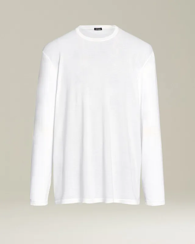 Kiton Jersey T-Shirt L/S T-Shirt weiß Baumwolle