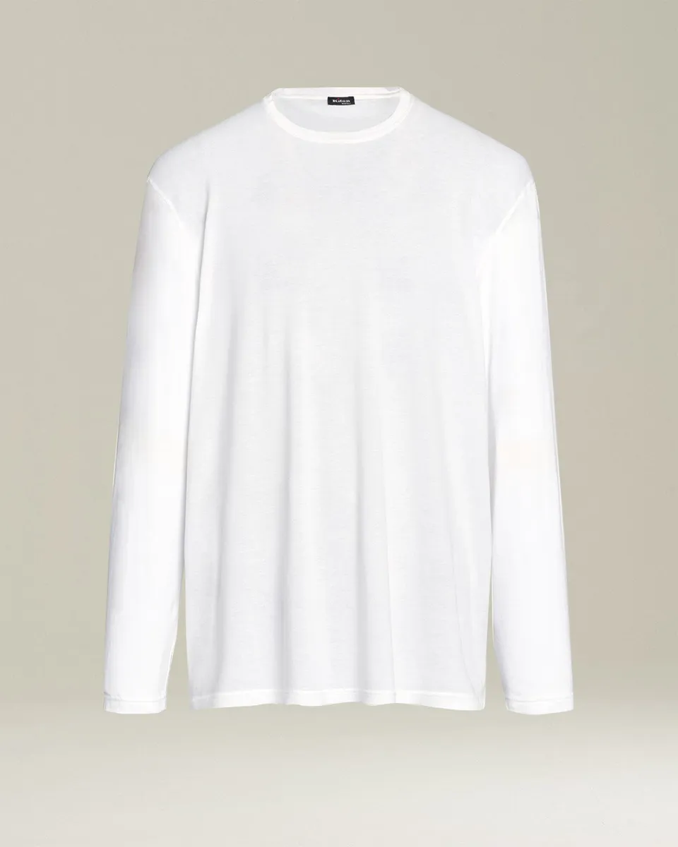 Kiton Jersey T-Shirt L/S T-Shirt weiß Baumwolle