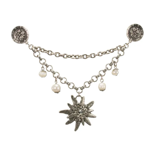Alpenflüstern DAHEIM DCH031 Pin-Charivari Edelweiss altsilber