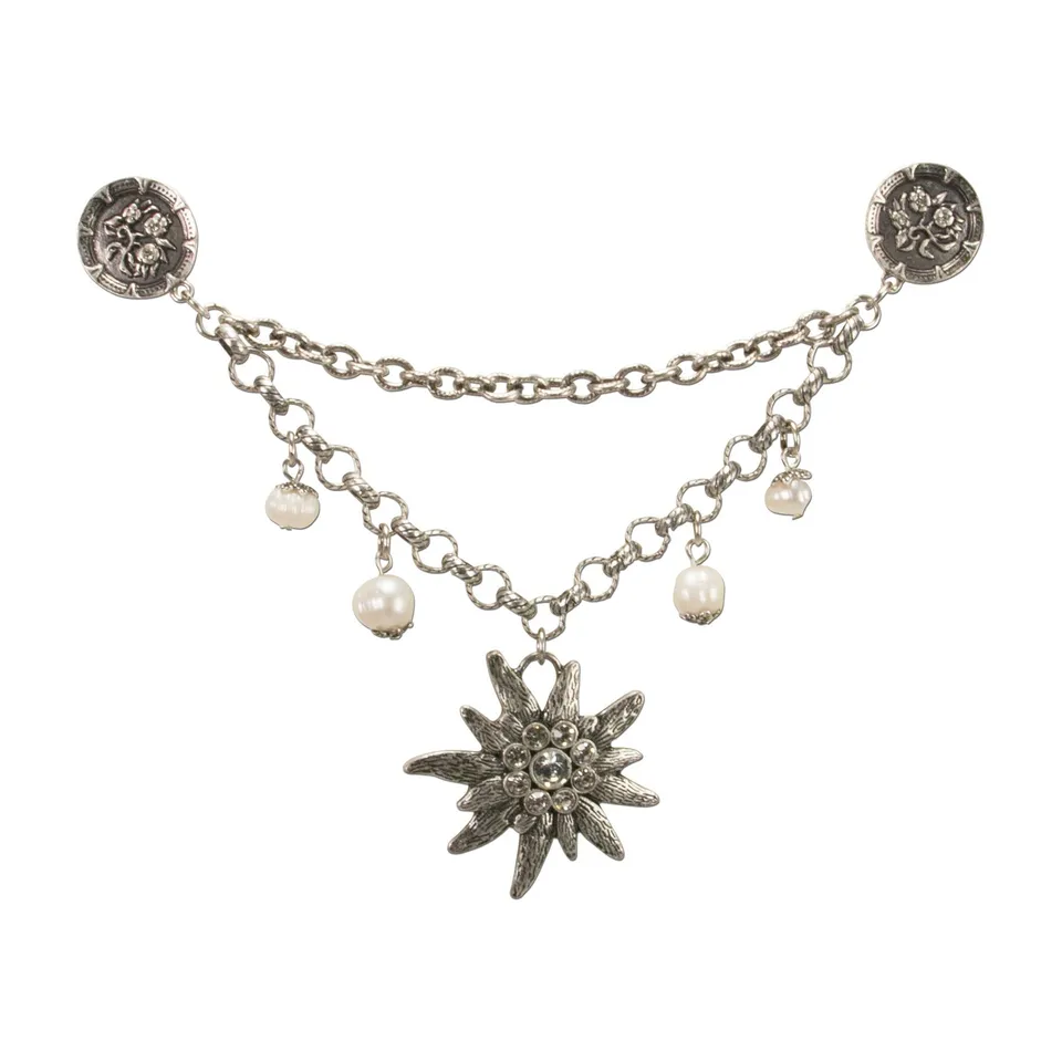 Alpenflüstern DAHEIM DCH031 Pin-Charivari Edelweiss altsilber