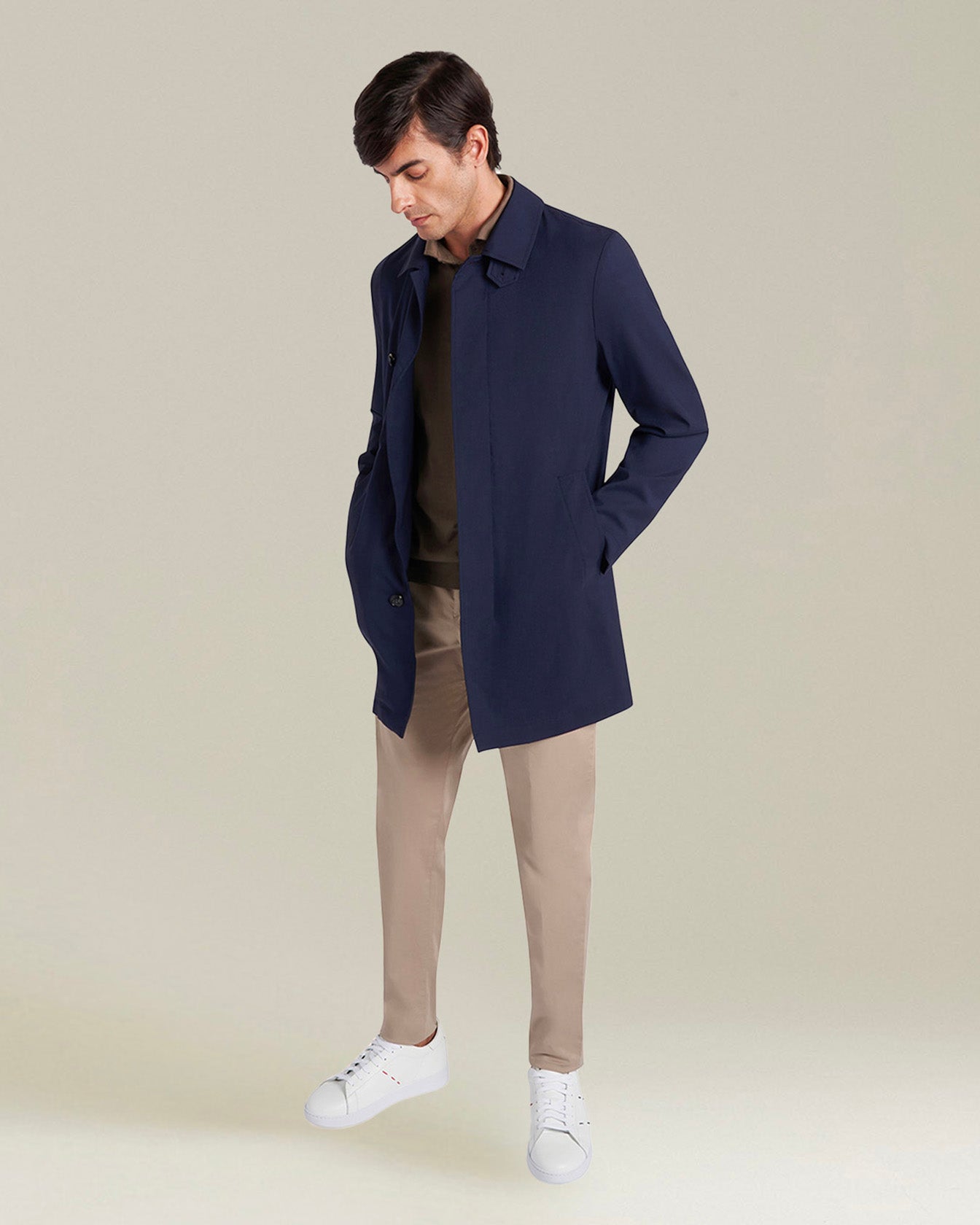 Kiton Soprabito Trenchcoat Mantel navy Wolle