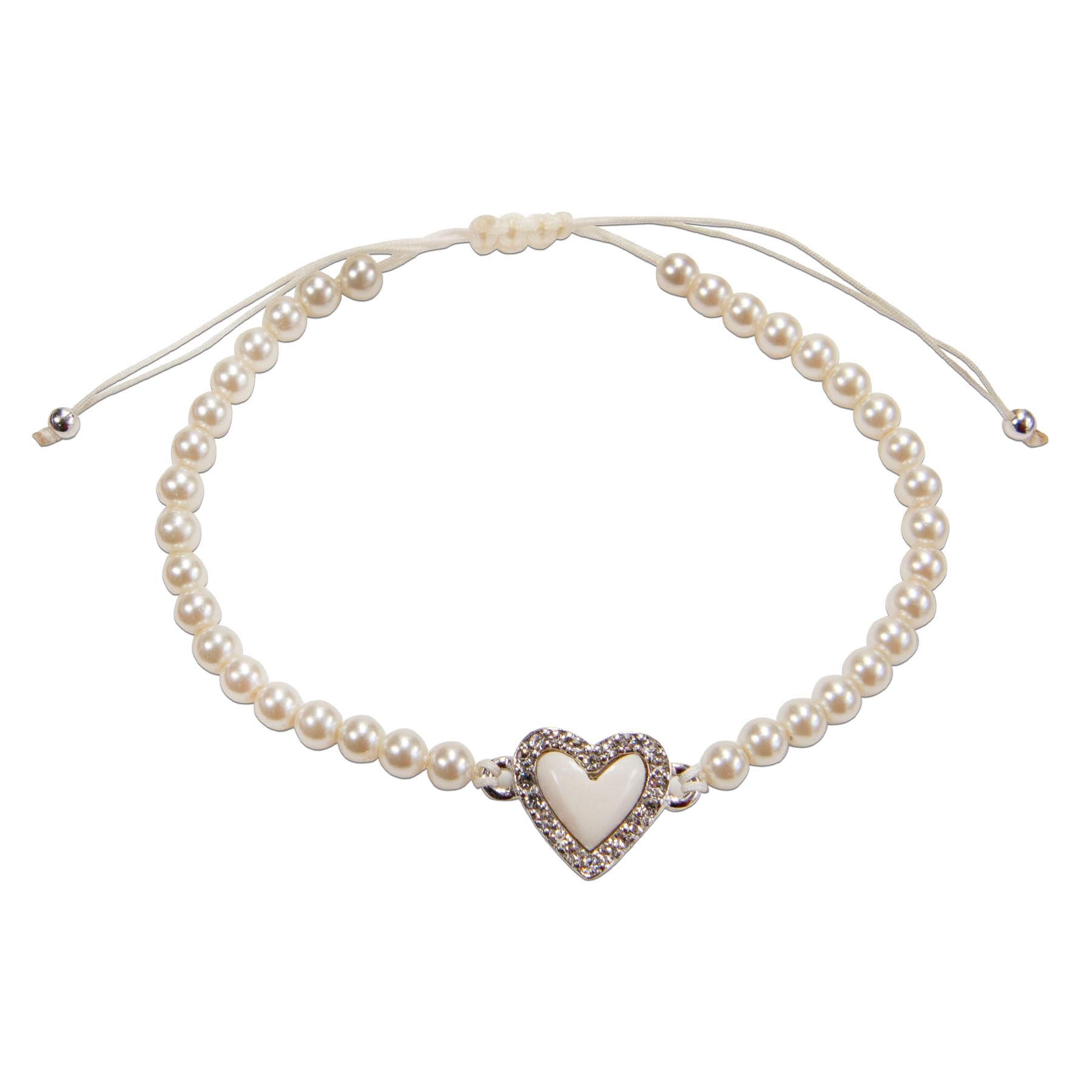 Alpenflüstern DAHEIM DAB084 Perlen-Trachten-Armband creme-weiß Herz