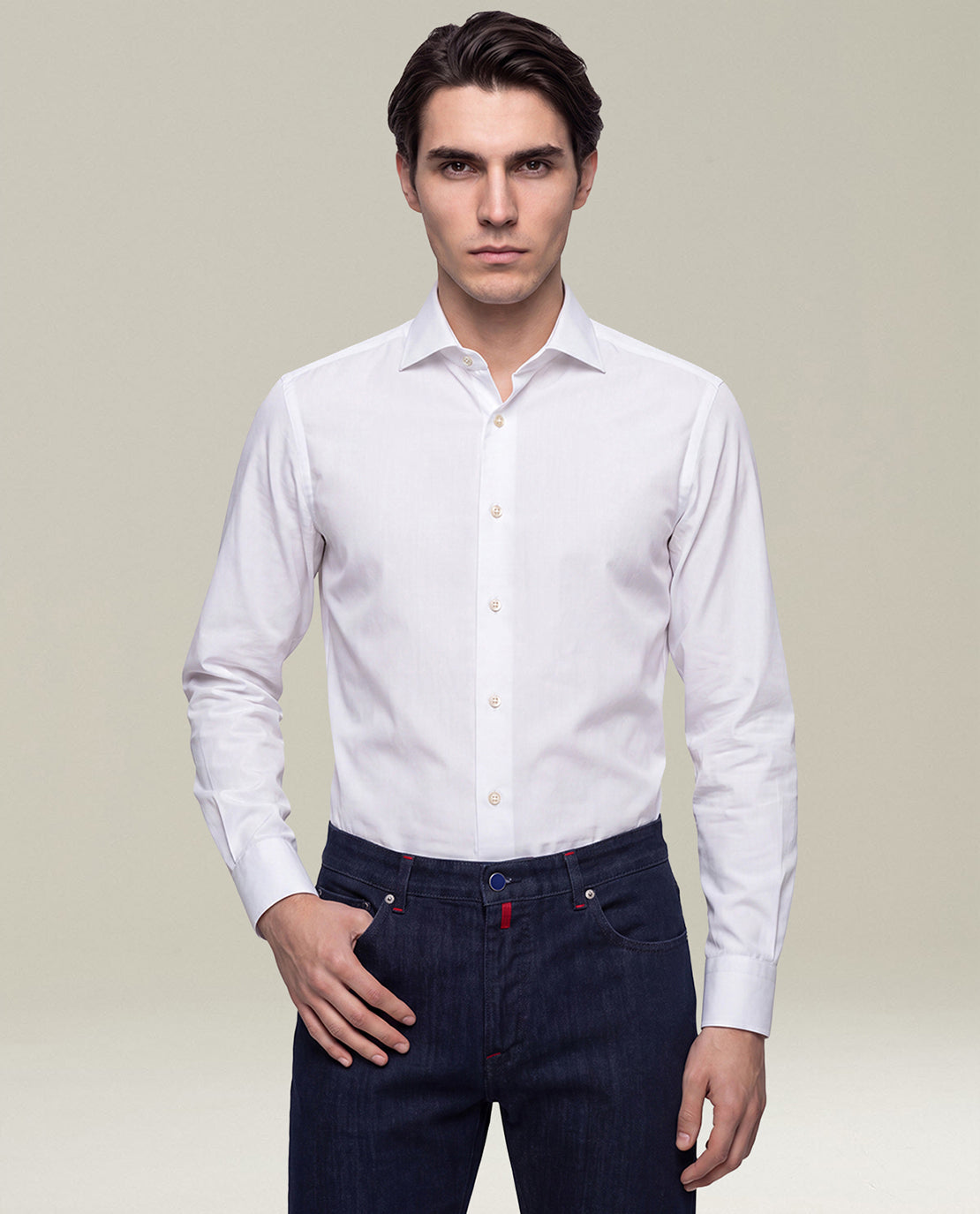 Kiton Shirts Hemd Weiß Baumwolle French Collar