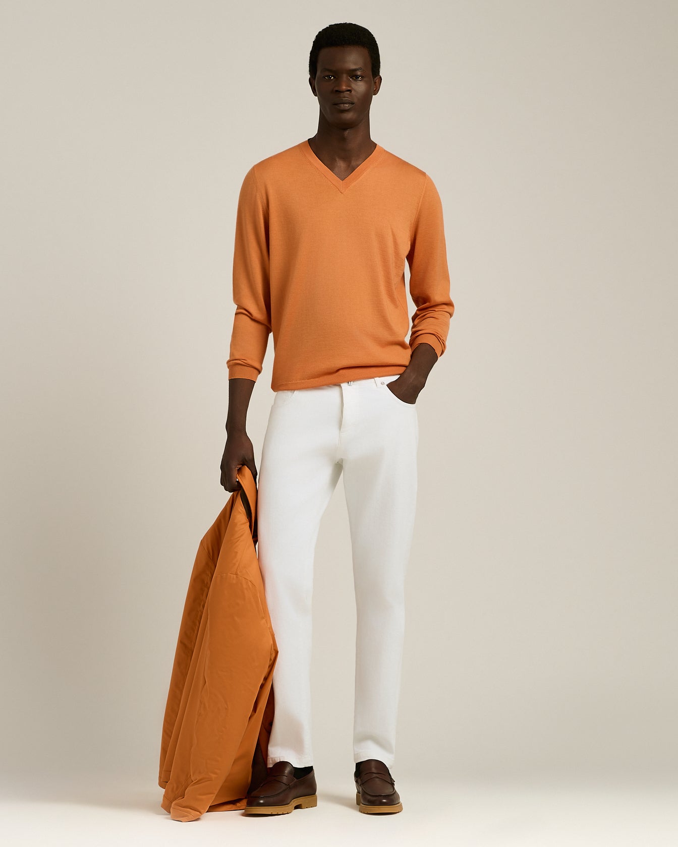 Kiton Knitwear Mango Orange Kaschmir Pullover L