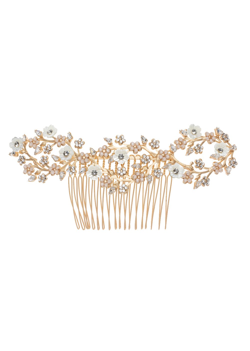 Elizabeth Bower Blossom Anemone Haarkamm Matt Gold