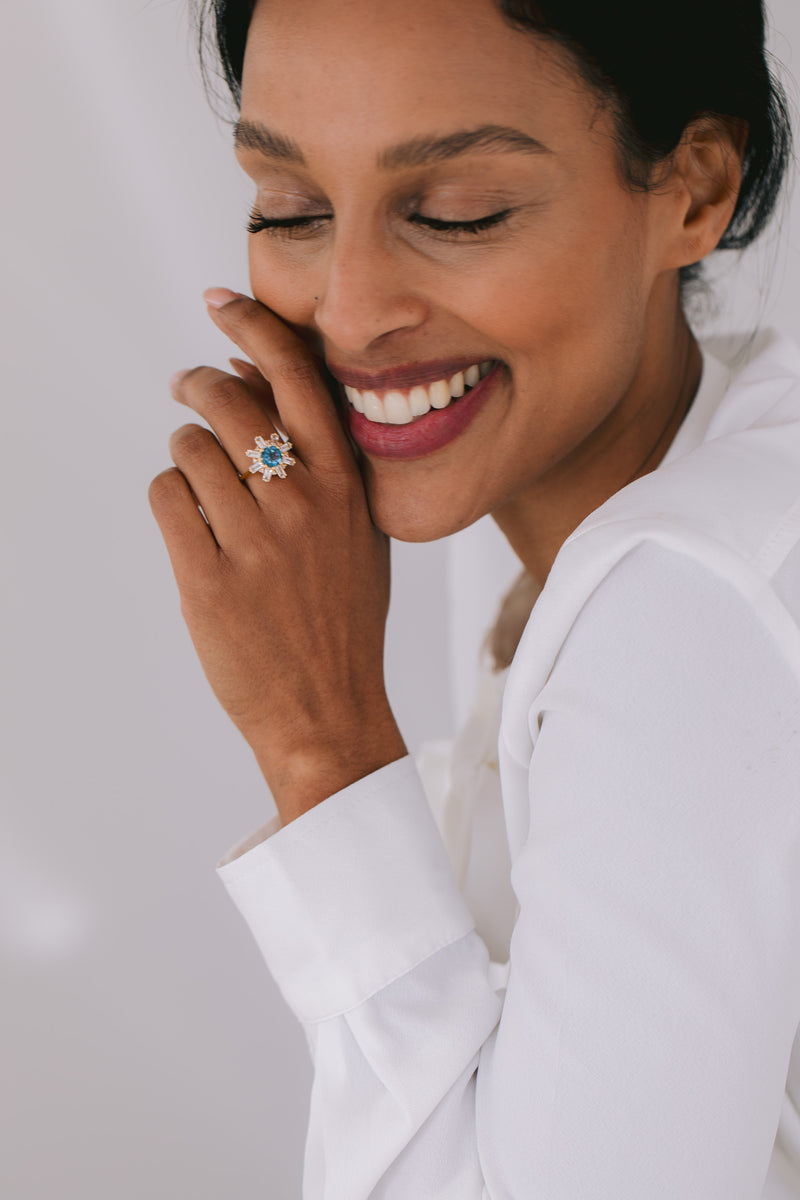 Juvelan Marrakesh Statement Ring London Blue Topas Silber