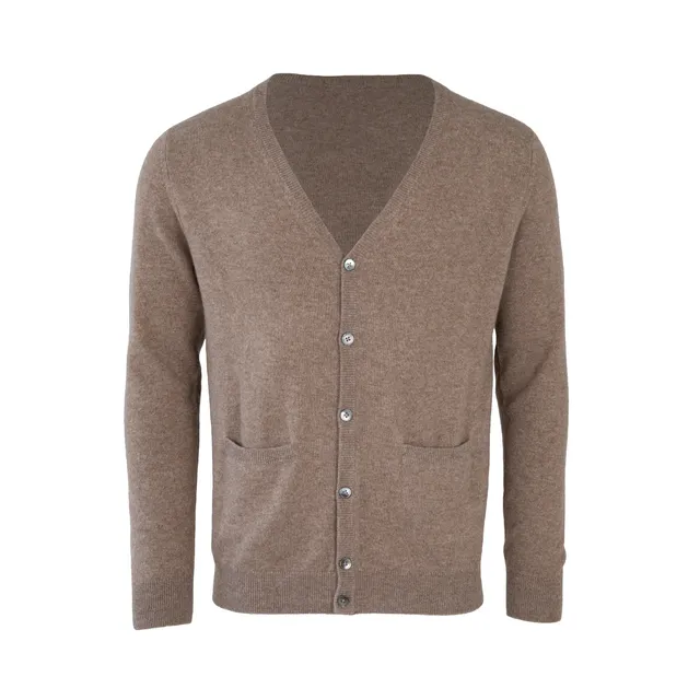Rettl MEN Ankogel Strickjacke Kaschmir beige V-Ausschnitt