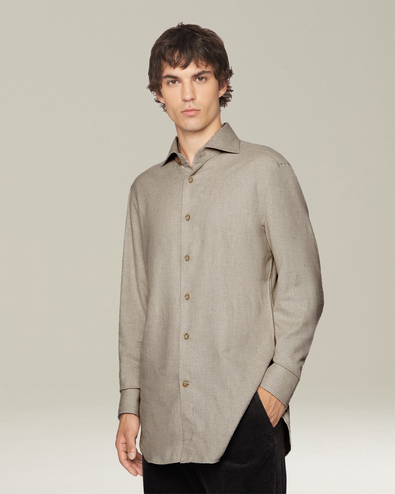 Kiton Shirts Flanellhemd Baumwolle Perlmuttknöpfe Gr. 42