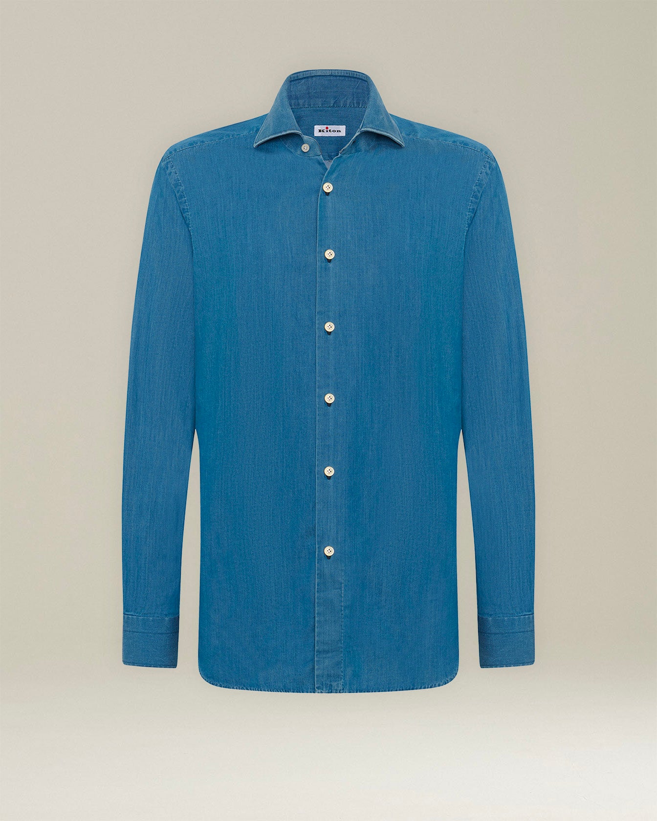 Kiton Jeanshemd Denim Herren 39 Hemd Perlmutt