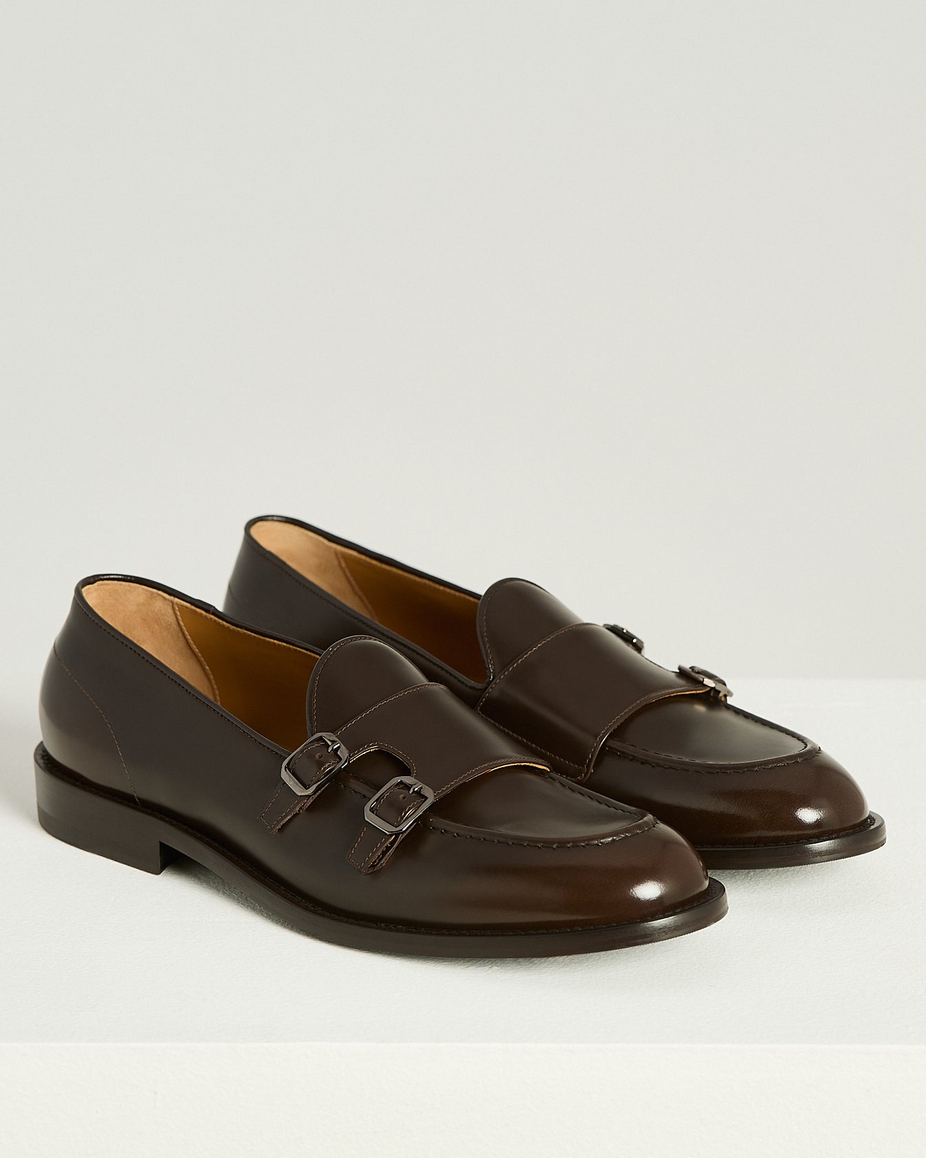 Kiton Double-Monk Loafer Kalbsleder Dunkelbraun Schnalle