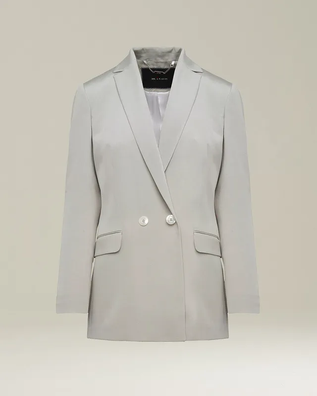 Kiton Silk Blazer Sakko grau Seide Damen Gr 40
