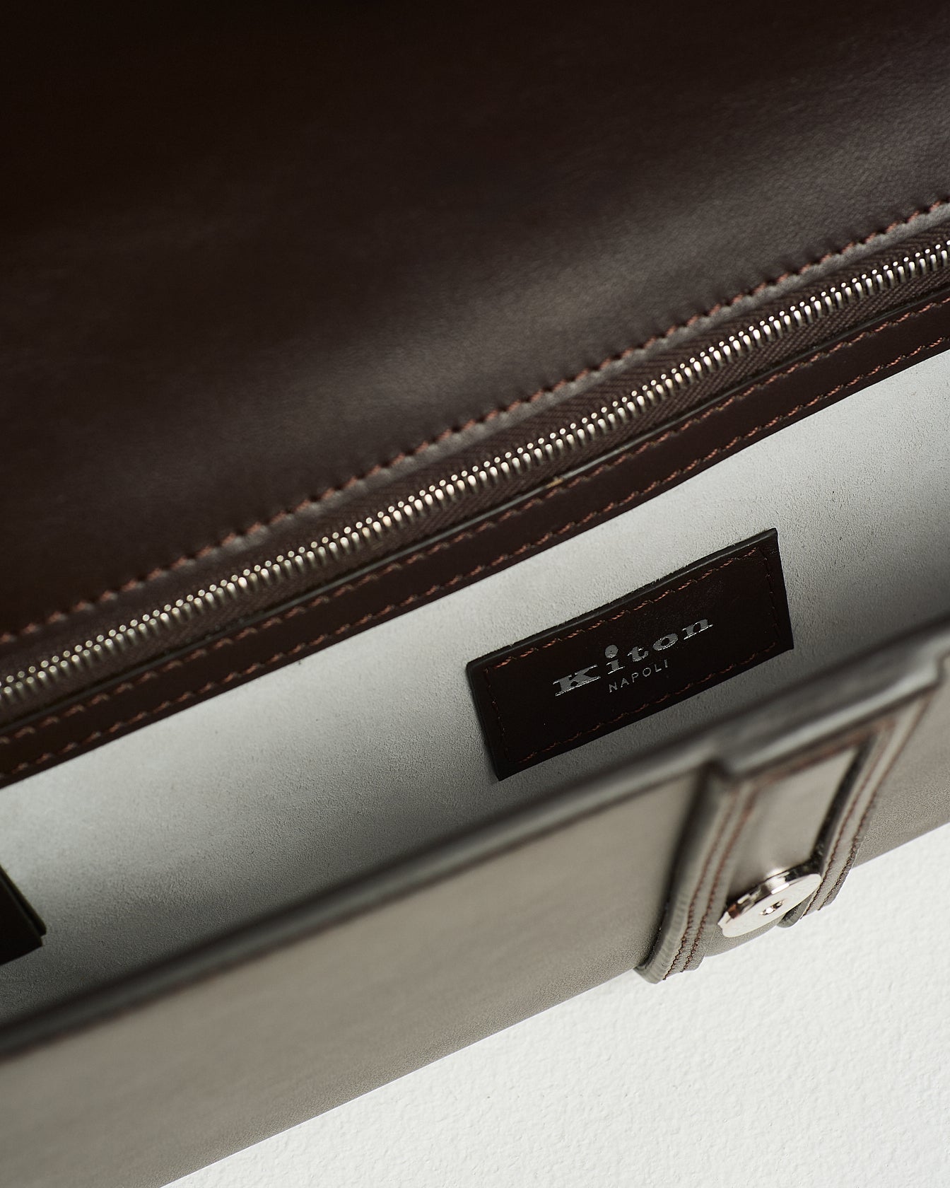 Kiton Isabel Leder Clutch dunkelbraun TU Abendtasche