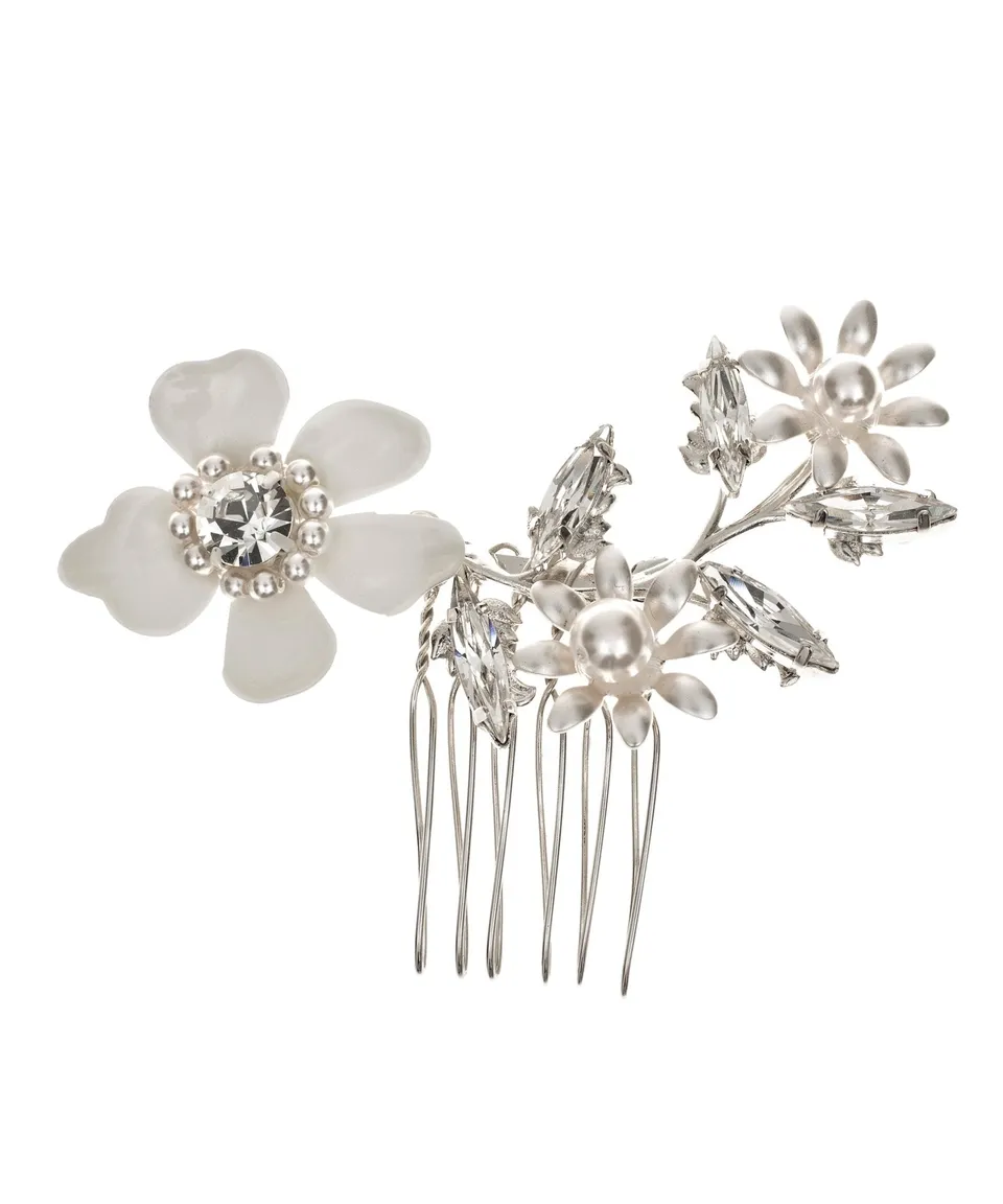 Elizabeth Bower June Mini Haarkamm Gold Perlen Blumen