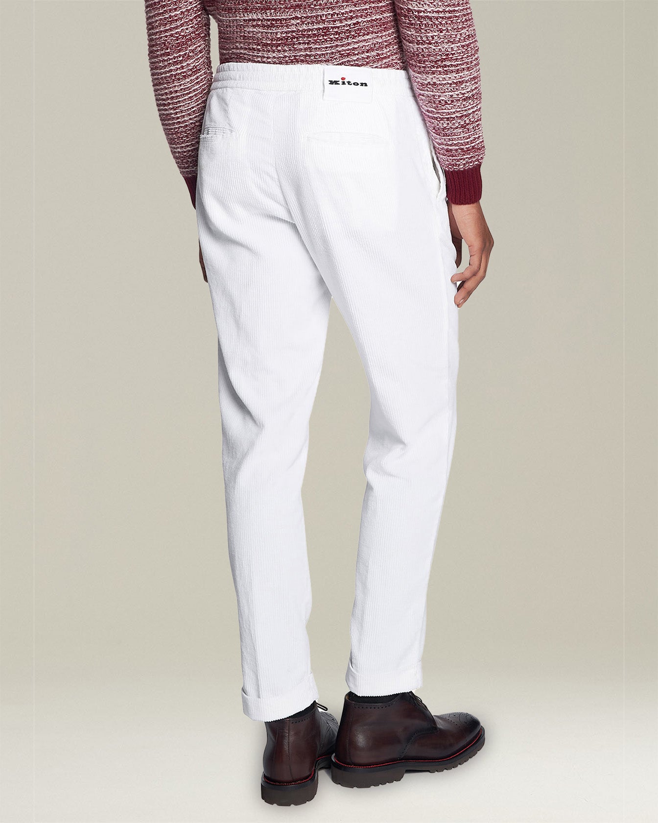 Kiton Cordhose Baumwolle weiß Kordelzug Gr. 50