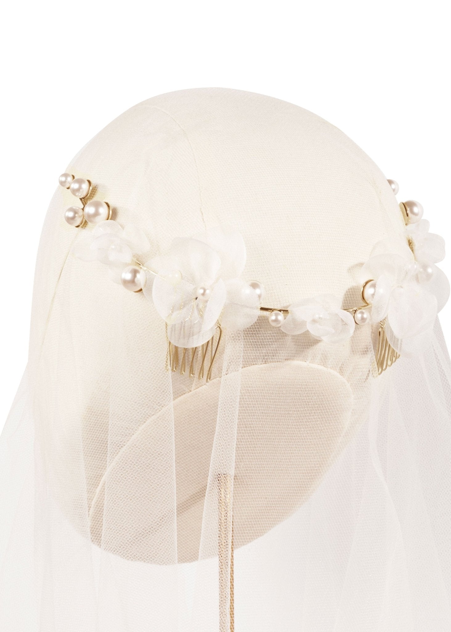 Elizabeth Bower Flutter Pearl Garland Haarkamm Ivory