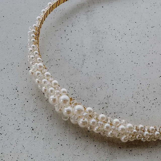 Perlenbräute Lotte Haarreif mit Perlen Haarreif Gold vegan