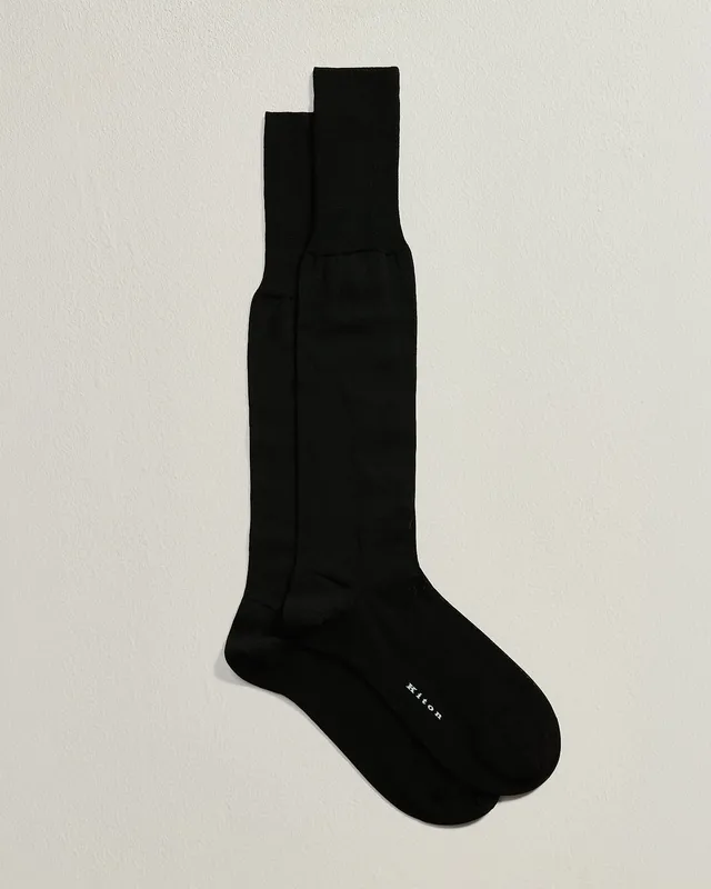 Kiton Black Cotton Long Socks Socken Schwarz Gr.42