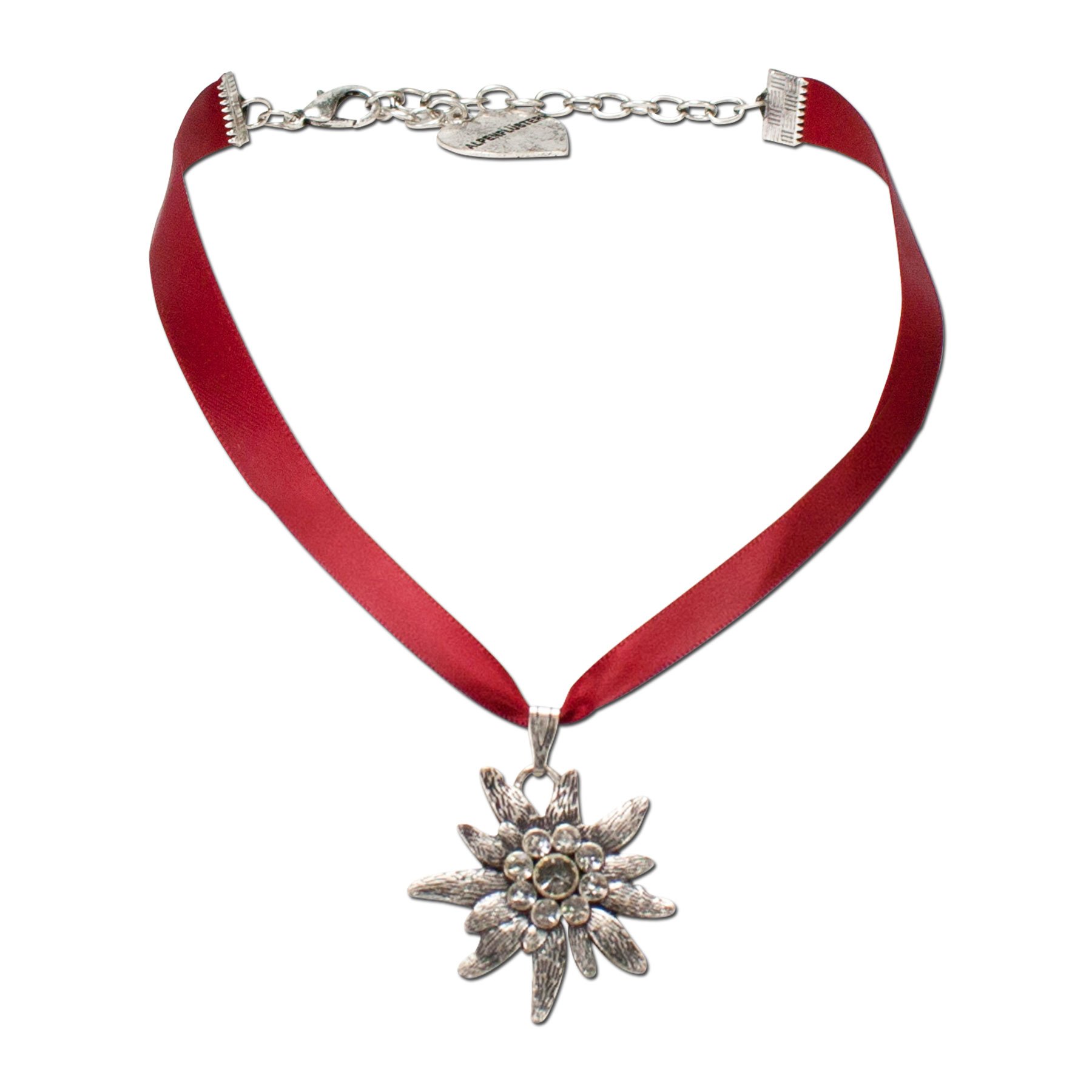 Alpenflüstern DAHEIM DHK115 Satin-Trachtenkette grün Edelweiß