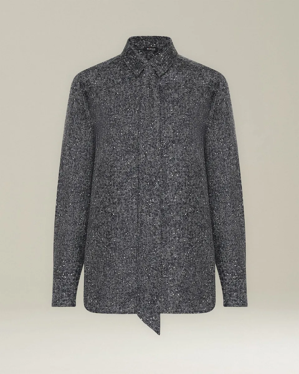 Kiton Seidenhemd Lamé-Effekt mit Schleife