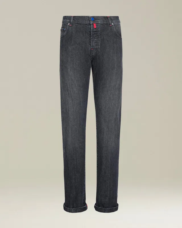 Kiton Pantaloni Cotone Slim Jeans dunkelgrau Baumwolle