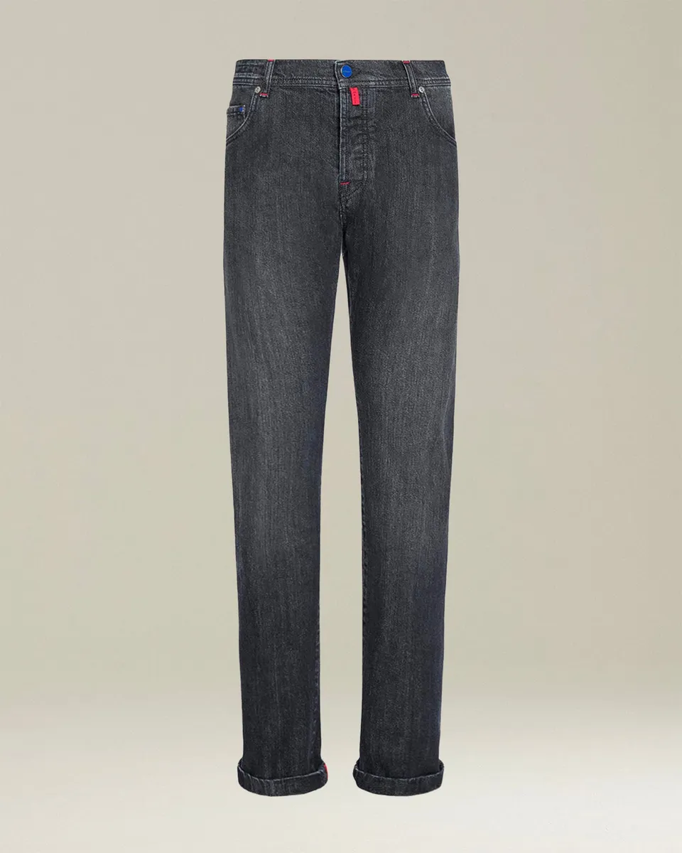 Kiton Pantaloni Cotone Slim Jeans dunkelgrau Baumwolle
