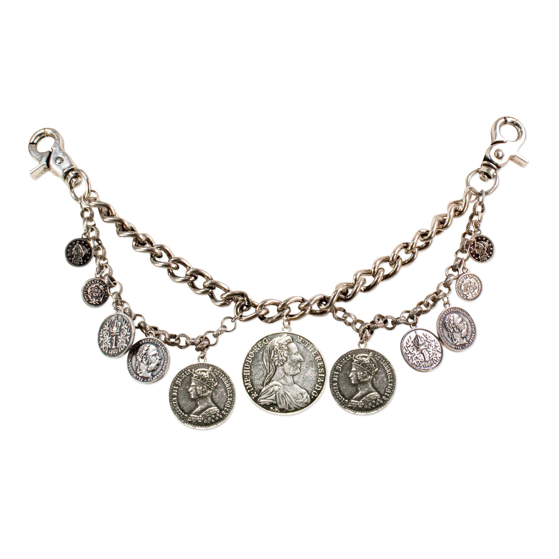 Alpenflüstern HCH004 Charivari Münzen Trachtenschmuck antik-silber