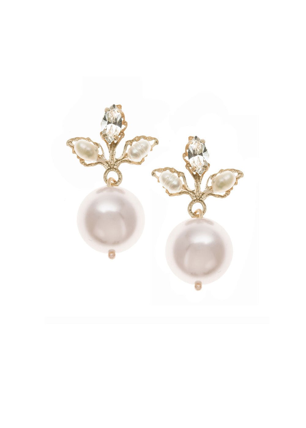 Elizabeth Bower Eve Bauble Brautohrringe Matte Gold Perle