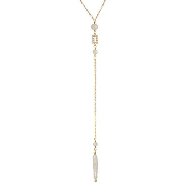 Juvelan High Art Rückenkette Perlen 67 cm Silber