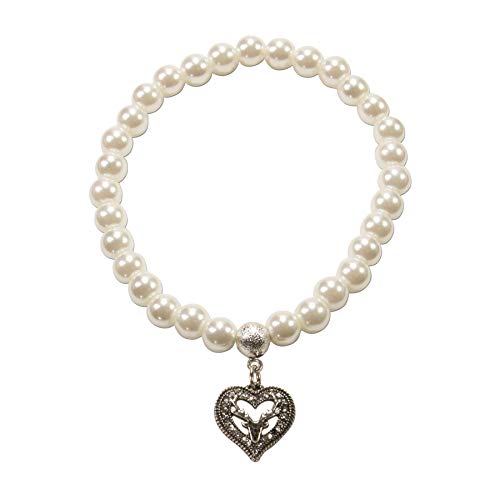 Alpenflüstern DAHEIM DAB064 Perlenarmband Strassherz creme-weiß