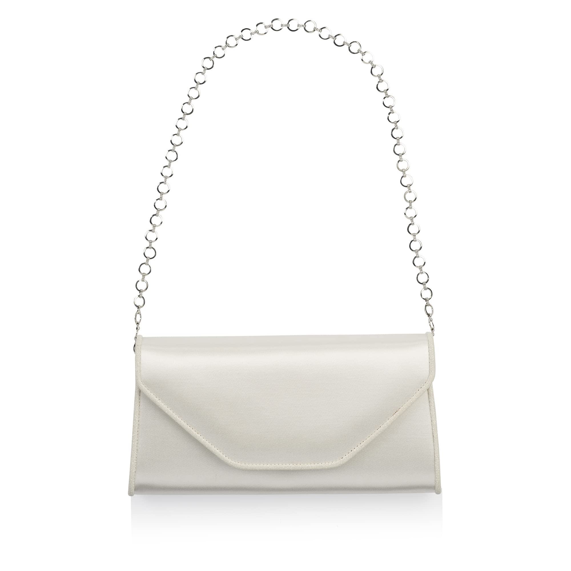 Rainbow Club Saskia Brauttasche Ivory Satin mit Silberkette