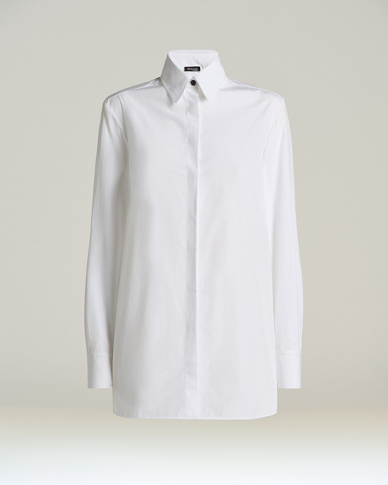 Kiton Shirts Hemd Baumwolle weiß verdeckte Leiste