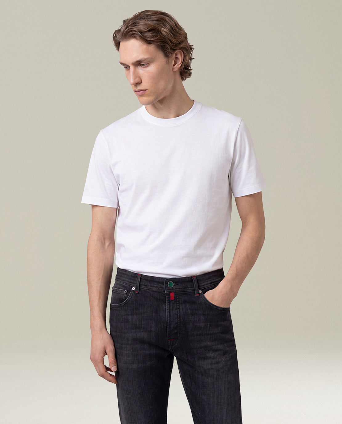 Kiton Polo White Milano Cotton T-Shirt weiß Gr.M Baumwolle