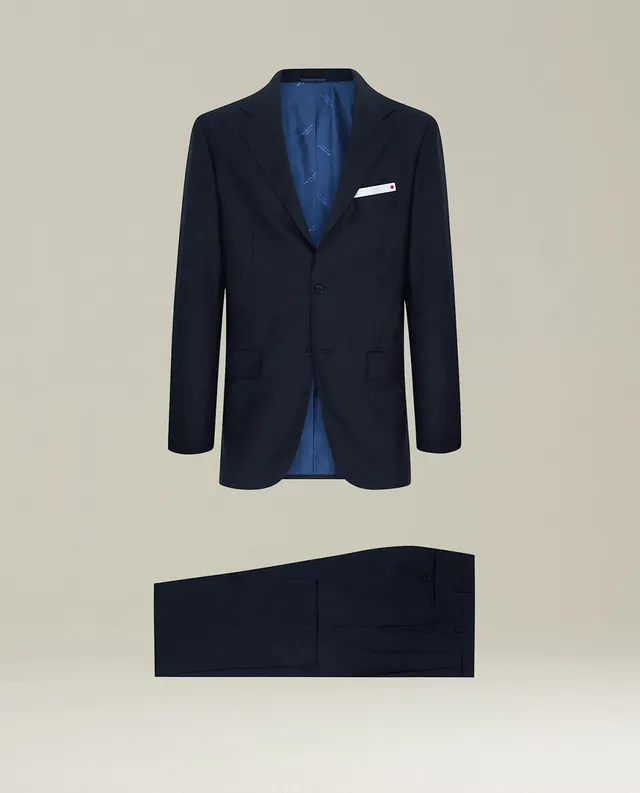 Kiton Suits Navy Blue 14-Micron Wool Suit Anzug Wolle Gr.46-58