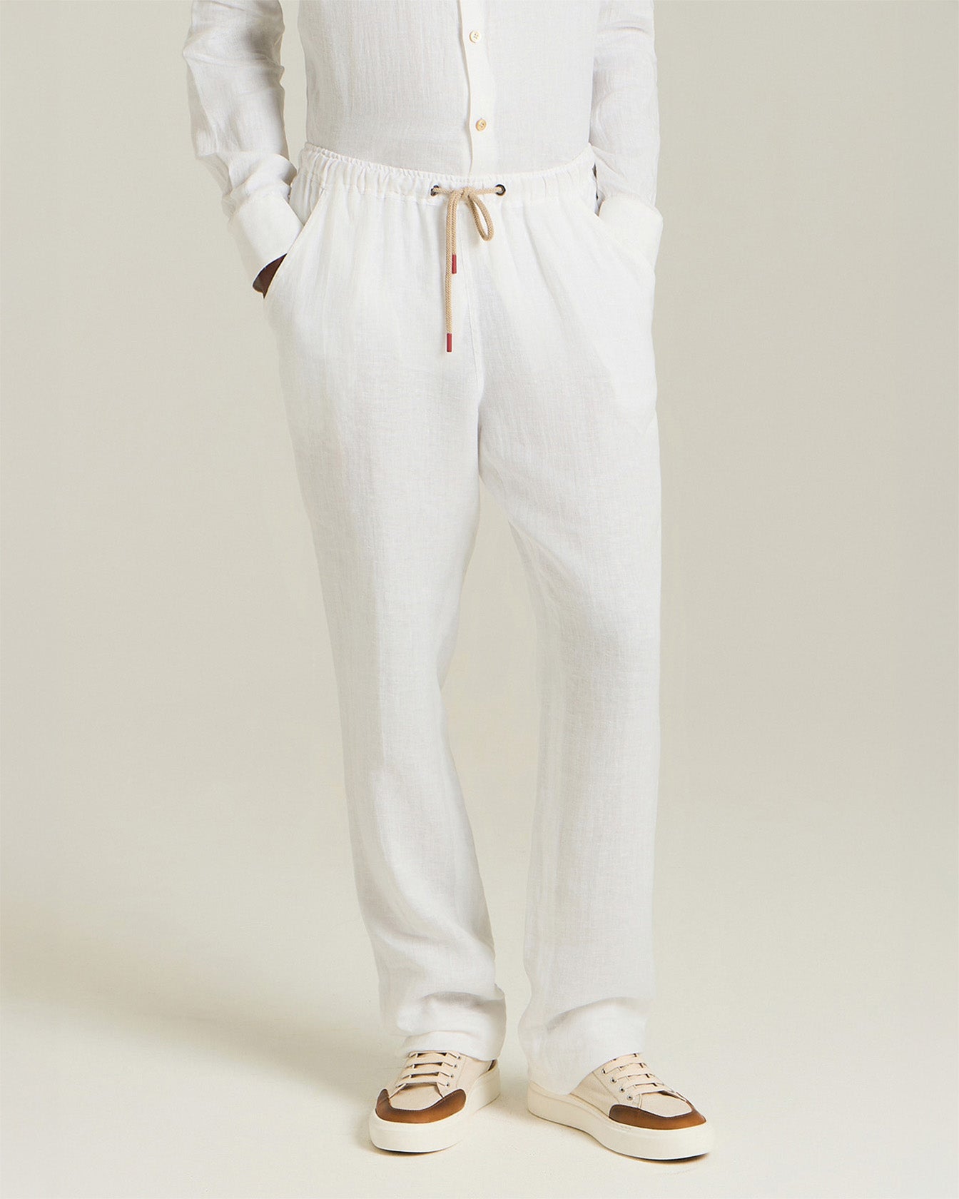 Kiton Linen Comfort Pull-On Hose Herren Leinen