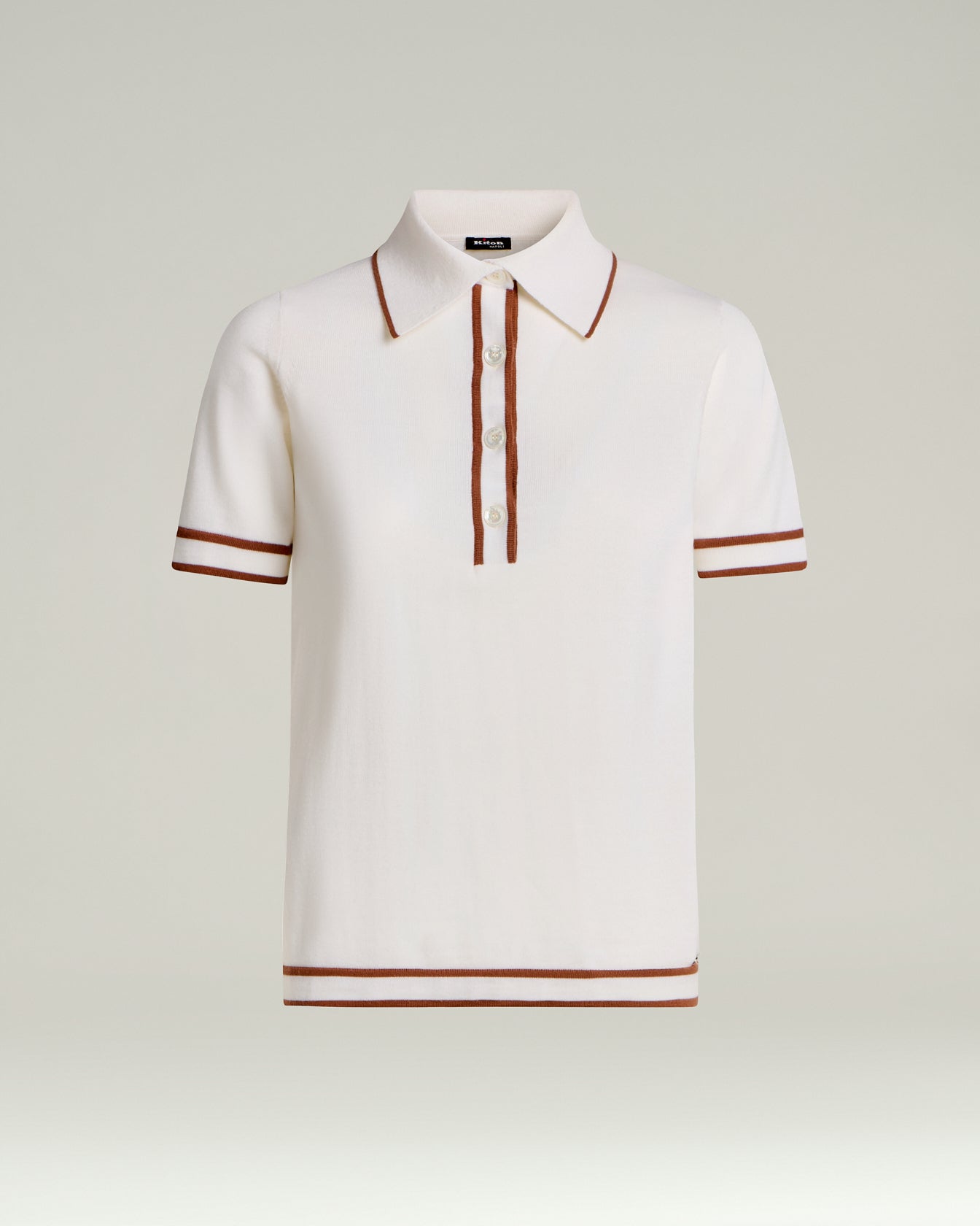 Kiton Polo NEWSS26WAVE2 Poloshirt Weiß Gr. 46 Wolle