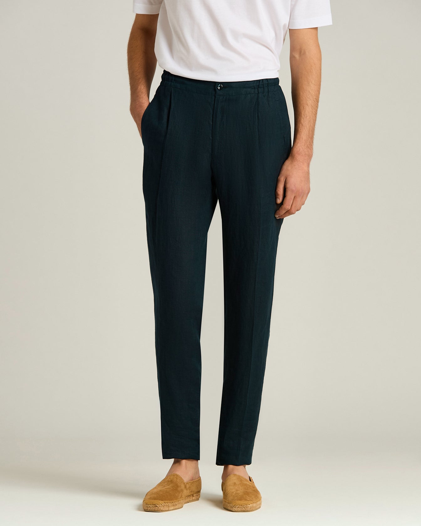 Kiton Trousers Leinenhose navy Comfort Fit