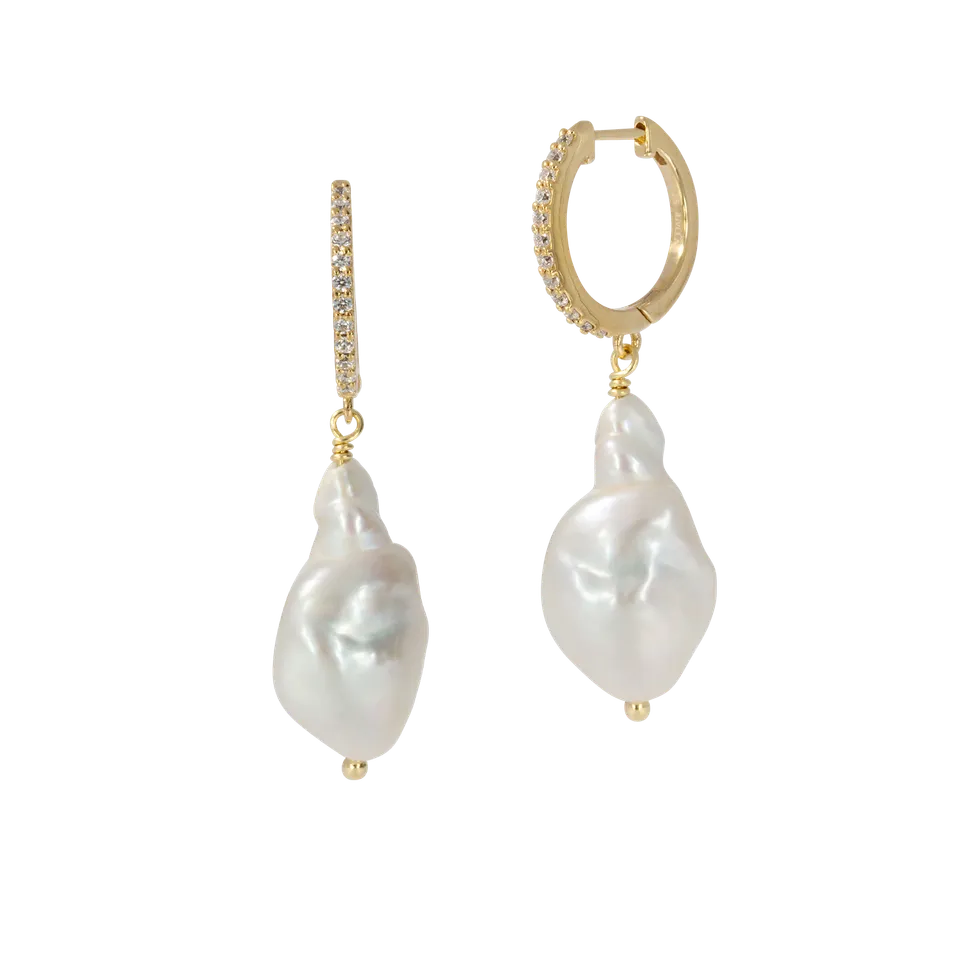 Juvelan Dew-Fresh Ohrringe Gold Baroque-Perlen 3,5 cm