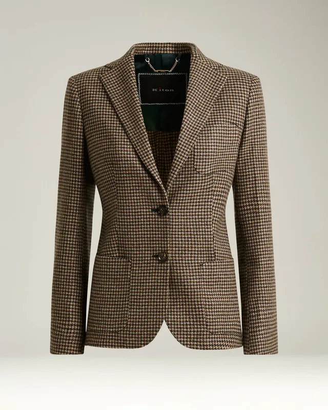 Kiton Jackets Houndstooth Blazer braun Kaschmir Damen