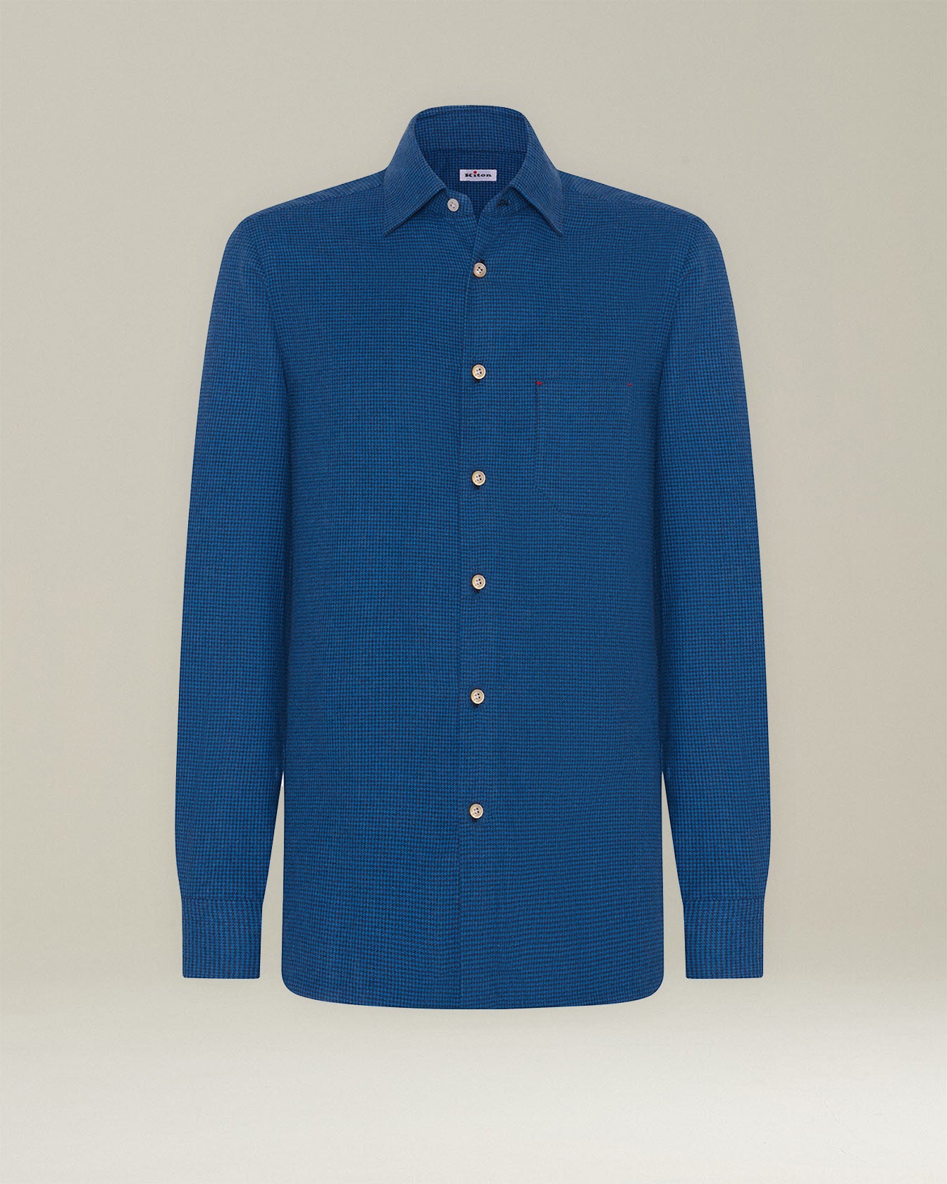Kiton Nerano Houndstooth Flanell Hemd Baumwolle