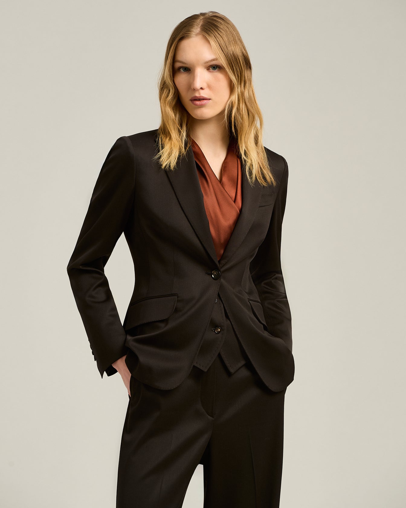 Kiton Single-Breasted Jacket In Stretch Virgin Wool Brown Sakko