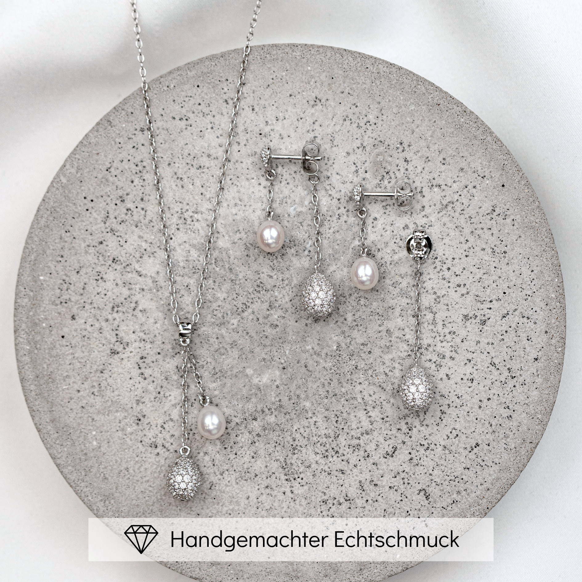 Perlenbräute Elaine Brautschmuck Set Silber Süßwasserperle