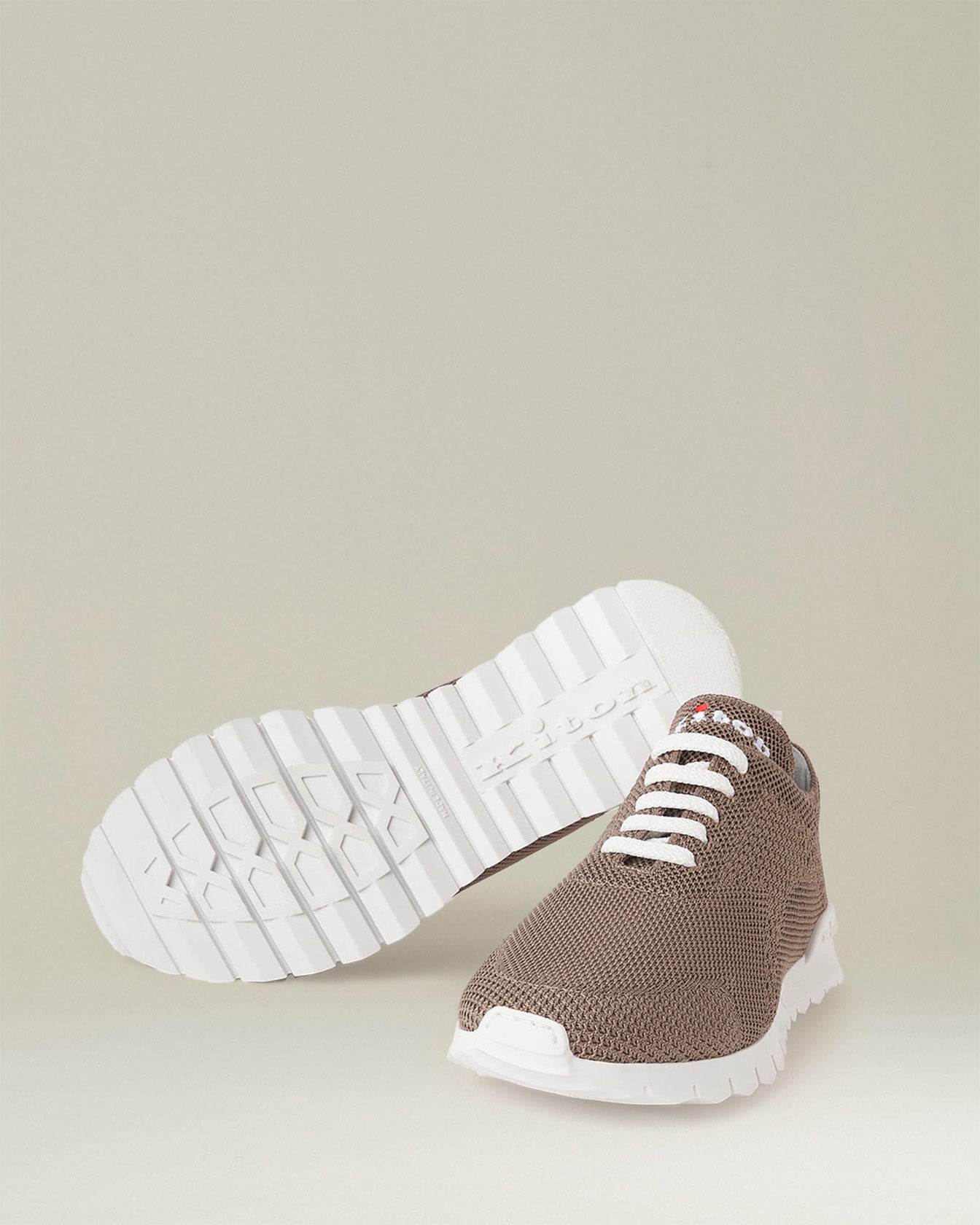 Kiton Fits Sneakers Cotone Strick Tortora weiße Sohle