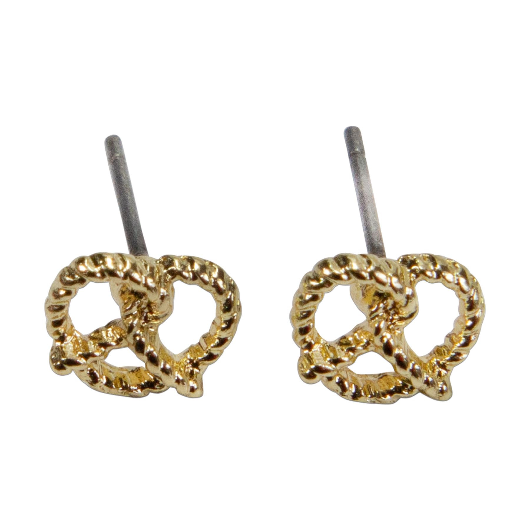 Alpenflüstern DAHEIM Breze Ohrstecker mini Brezel gold DOR064