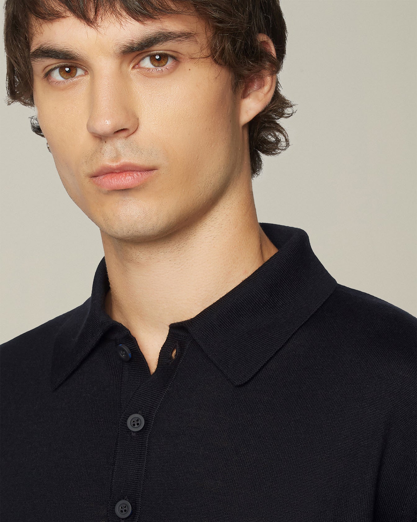 Kiton Polo Deluxe Wolle Seide Polo Strick hell