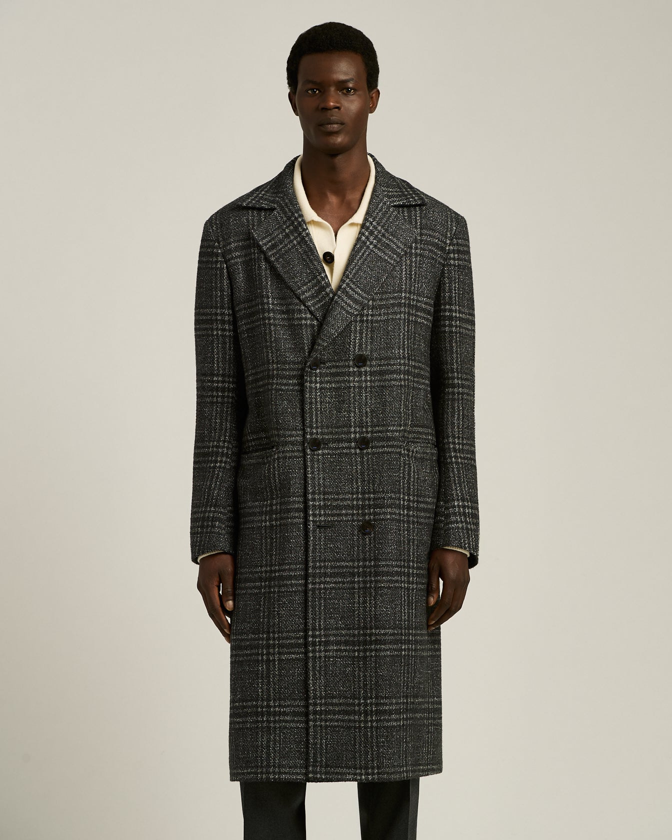 Kiton Zweireiher Mantel Wolle Kaschmir Seide Gr. 50