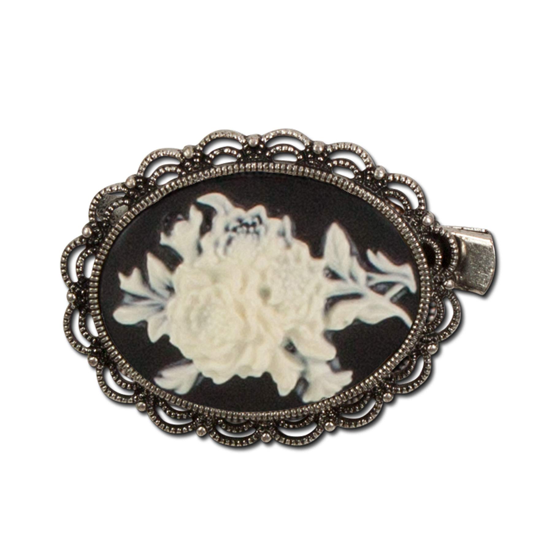 Alpenflüstern DAHEIM Blütenbrosche Schwarz 6x4,5 cm