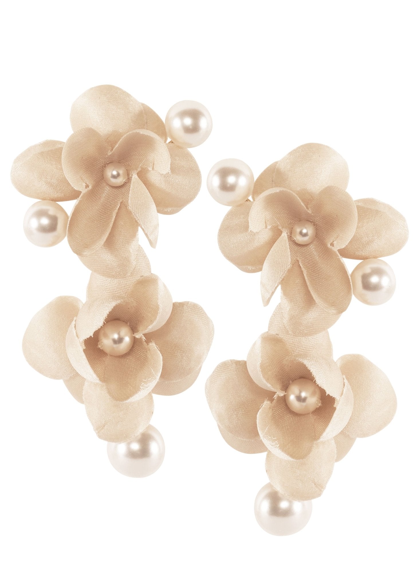 Elizabeth Bower Organna Pearl Braut Ohrringe Rhodium Ivory